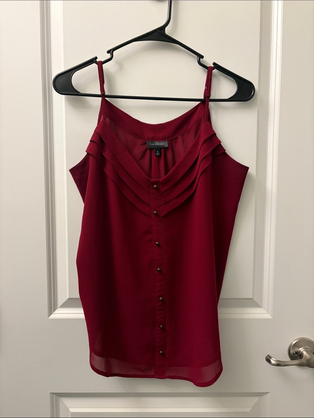 The Limited Red Ruffled Button-Detail Front Ruffle Camisole Size M